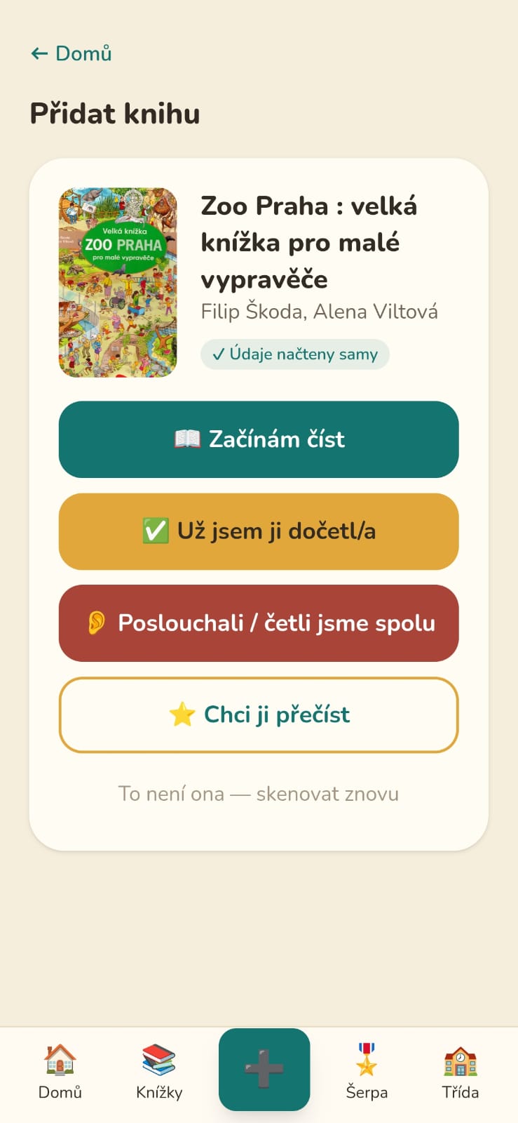 Čtenda — kniha doplněná po skenu čárového kódu
